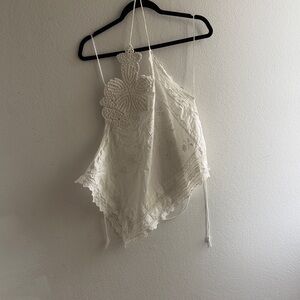 Zara Backless White Lace Women Top